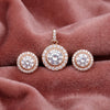 925 Silver Rose Gold Plated CZ Halo Pendant Set
