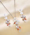 925 Silver Floral Necklace Set with Colour Stones for Women