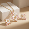 925 Silver Gold Plated Floral Pendant Necklace Set with Pink Colour Stones for Women, Fedha by Challani