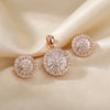 925 Silver Rose Gold Heart CZ Wheel Pendant Set