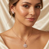 925 Silver Floral Rose Gold Plated Baguette Pendant Set