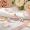 925 Sterling Silver Rose Gold Plated Baguette and Round White Stone Halo floral Pendant Set for Women, Fedha by Challani
