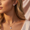 925 Silver Cluster Rose Gold Plated Baguette Pendant Set