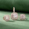 925 Sterling Silver Rose Gold Plated Baguette and Round White Stone Halo square Pendant Set for Women, Fedha by Challani
