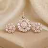 925 Silver Rose Gold Plated CZ Cluster Pendant Set