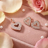 925 Sterling Silver Rose Gold Plated Baguette and Round White Stone Halo heart Pendant Set for Women, Fedha by Challani
