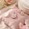 925 Silver Rose Gold Plated CZ Floral Pendant Set