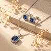 925 Silver Deep Blue CZ Pendant Set for Women