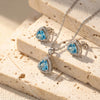 925 Silver Blue Colour Stone Necklace Set For Women