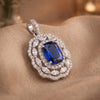 925 Silver Blue Party Wear Pendant Set for Women