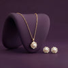 925 sterling silver, gold plated, octagonal enamel and pearl, pendant set, cubic zirconia accents, for women, Fedha by Challani
