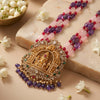925 sterling silver, gold plated, Jadau, long necklace, Venkateswara motif, multi-colour bead strands, for women, Fedha by Challani
