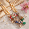 925 sterling silver, gold plated, Victorian style, long necklace, pearl bead strands, CZ and multi-colour beads, for women, Fedha by Challani
