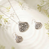 925 Silver Oxidised Paisley Pendant Set with Earrings