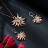 925 Silver Rose Gold Plated Tropical Leaf Pendant Necklace Set with Hook Earrings for Women, Fedha by Challani
