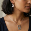 925 Silver Carved Rectangle Pendant Set for Women