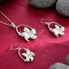 925 Silver Matte Floral Loop Pendant Necklace Set with Hook Earrings for Women, Fedha by Challani
