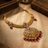 925 sterling silver, gold plated, Victorian style, short necklace, CZ and red bead tassel, for women, Fedha by Challani
